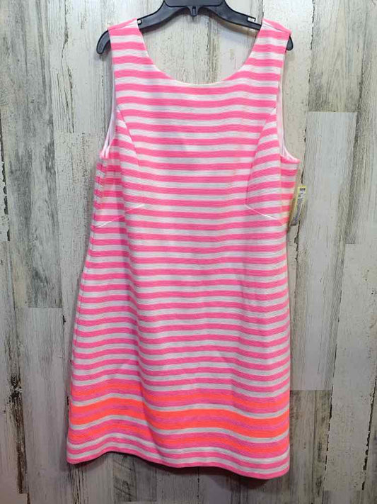 PRE-OWNED LILLY PULITZER Dresses and Skirts Size XL HOT PINK/WHT STRIPES Dress/B