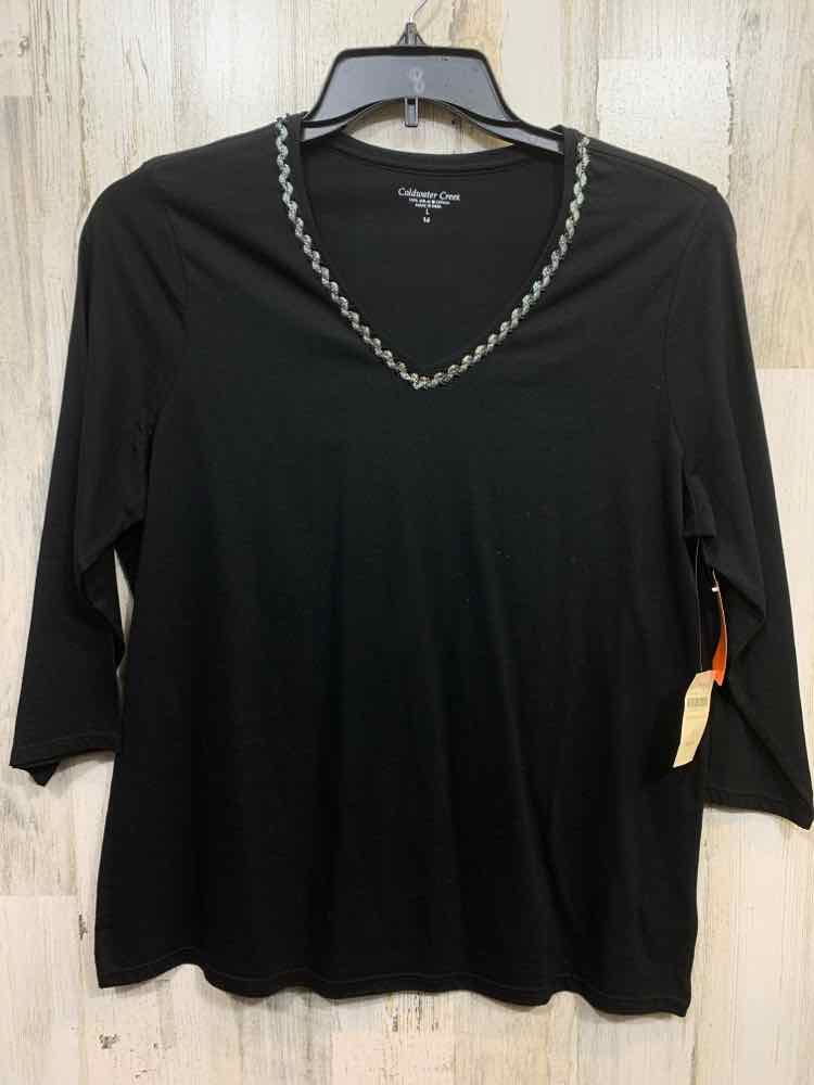 NWT COLDWATER CREEK Size L Tops Black LONG SLEEVES Blouse