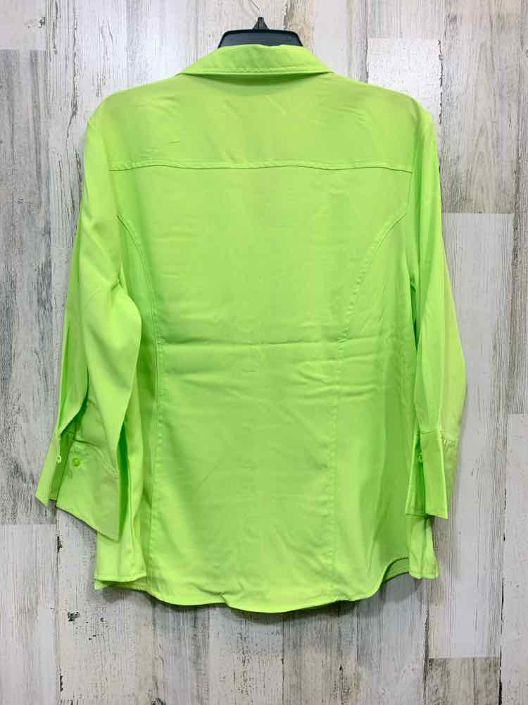 PRE-OWNED CATO Tops Size XL NEON GREEN Solid BUTTON UP TOP/NEON GREEN LONG SLEEV
