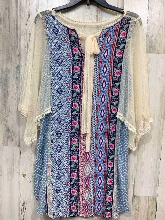 NWT UMGEE Tops Size S Multi-Color Print 3/4 SLEEVE Blouse