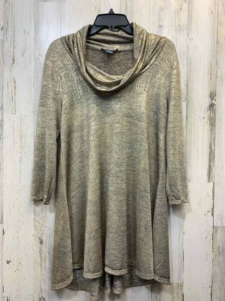 PRE-OWNED CHELSEA & THEODORE Tops Size M Gold COWL NECK TOP/GOLD COWL NECK LINE