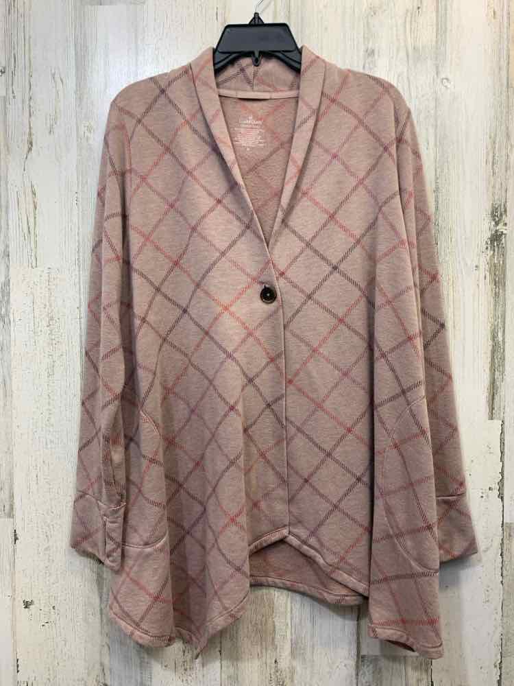 PRE-OWNED OUDDL DUDS Tops Size M MAUVE/PURPLE Plaid LONG SLEEVES TOP/LONG SLEEVE