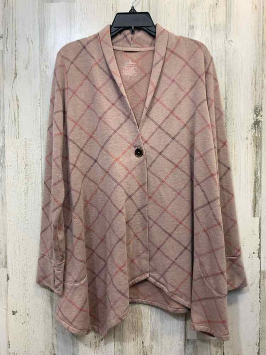 PRE-OWNED OUDDL DUDS Tops Size M MAUVE/PURPLE Plaid LONG SLEEVES TOP/LONG SLEEVE