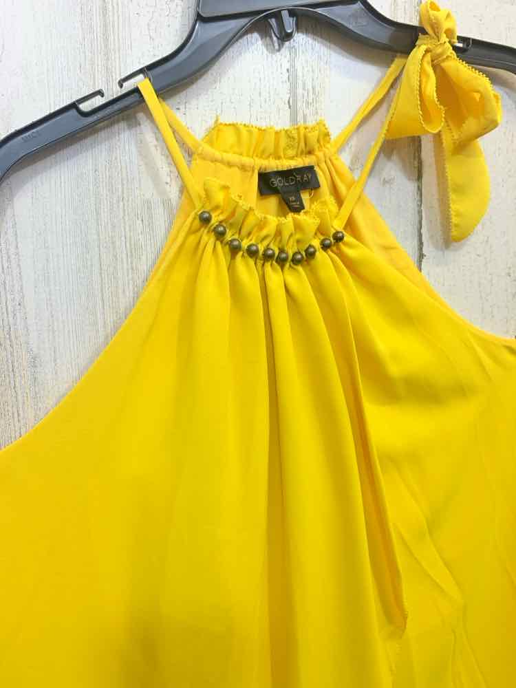 PRE-OWNED GOLDRAY Tops Size XS Yellow Solid HIGH NECK Blouse/YELLOW HIGH NECK TO