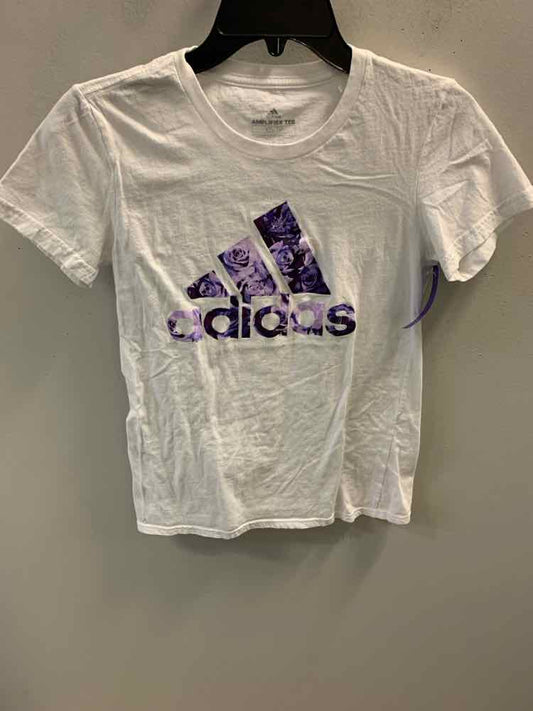 ADIDAS Tops Size XS WHT/PURP Floral SHORT SLEEVES TOP