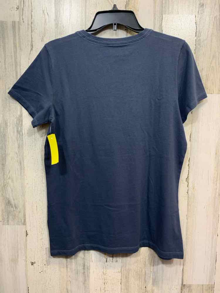 PRE-OWNED LIFE IS GOOD Tops Size L NAVY/PNK/PUR VNECK T-shirt/HORSE ON FRONT