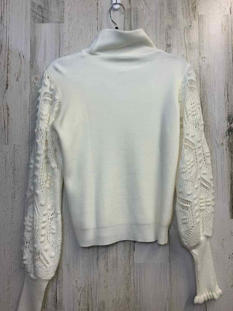 PRE-OWNED AQE FASHION Tops Size S White Solid LONG SLEEVES Sweater/WHITE LONG SL