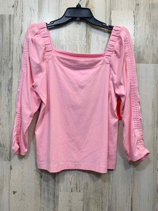 PRE-OWNED LILLY PULITZER Tops Size XL Pink Solid 3/4 SLEEVE TOP/SCRUNCH COLLAR &