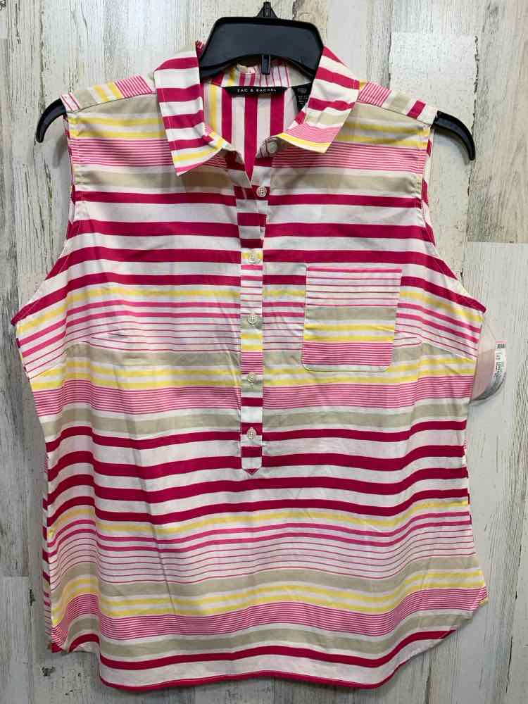 NWT ZAC&RACHEL Tops Size XL WHITE/YELLOW/PINK STRIPES SLEEVELESS Shirt/STRIPE SL