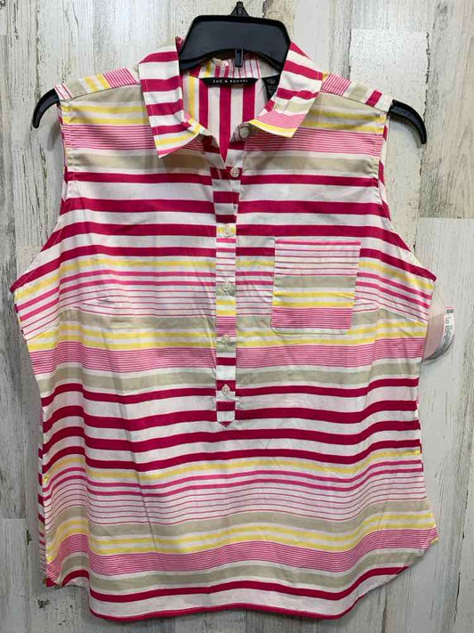 NWT ZAC&RACHEL Tops Size XL WHITE/YELLOW/PINK STRIPES SLEEVELESS Shirt/STRIPE SL