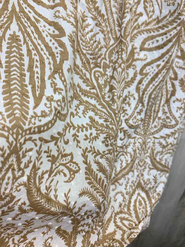 PRE-OWNED LOFT ANN TAYLOR Tops Size M WHT/BRN Floral SLEEVELESS Blouse/1/2 BUTTO