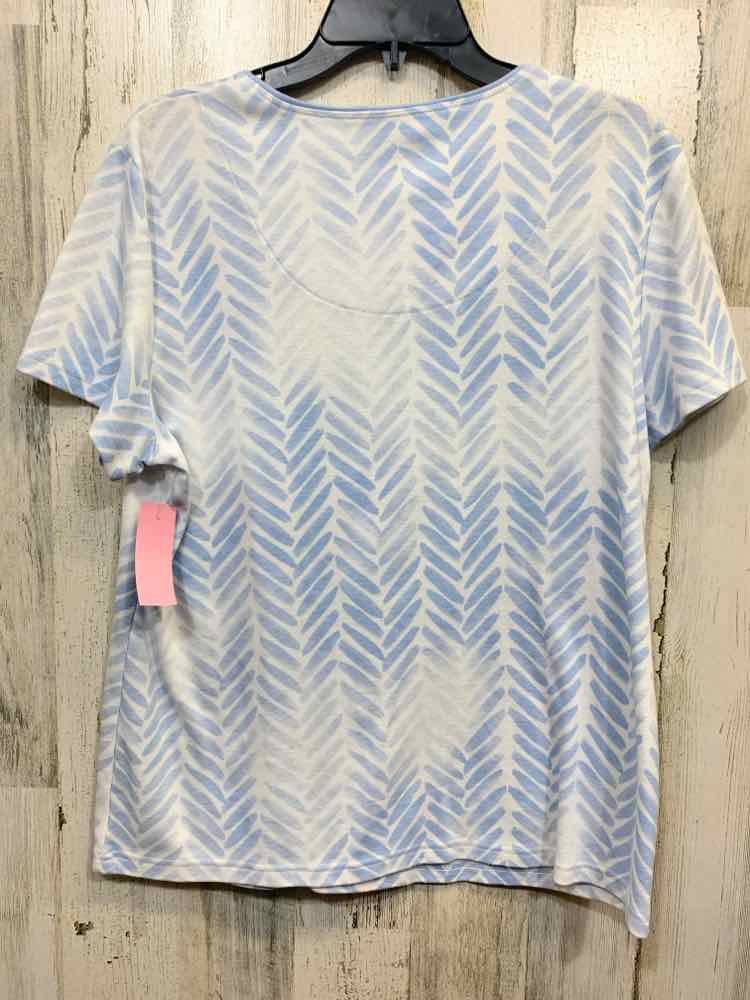 PRE-OWNED KAREN SCOTT Tops Size XL WHT/BLU SEASHELLS SHORT SLEEVES Blouse