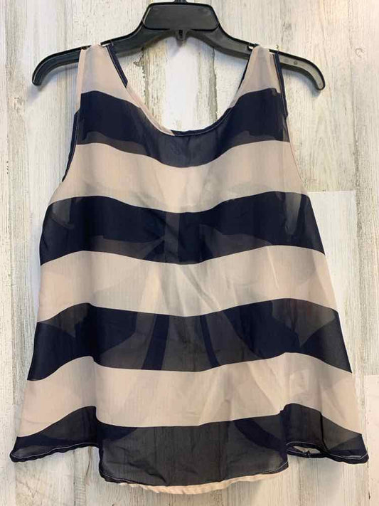 PRE-OWNED LIVE 4 TRUTH Tops Size L NVY/TAN Stripe SLEEVELESS TOP