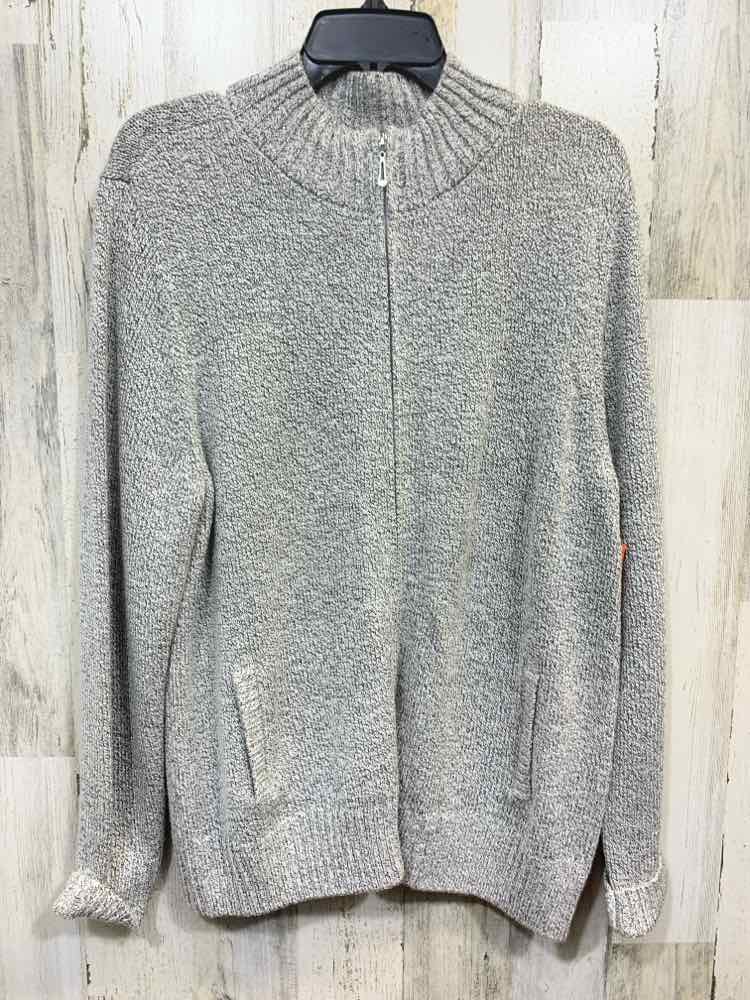 PRE-OWNED KAREN SCOTT Size XL Tops Gray Knit LONG SLEEVES ZIP UP SWEATE Cardigan
