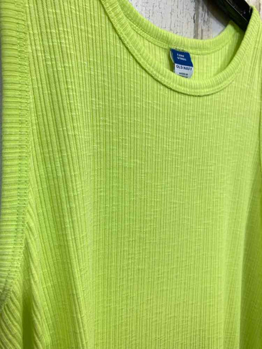 PRE-OWNED OLD NAVY Tops Size S TALL NEON YELLOW RIBBED/ SCOOP NECKLINE Tank Top
