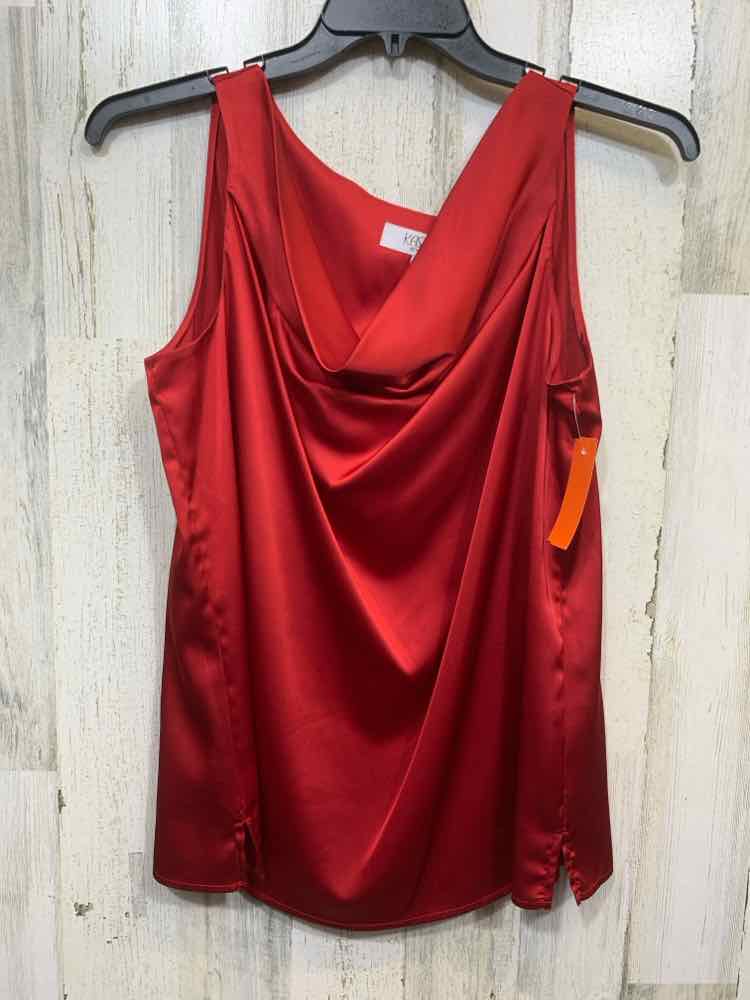 PRE-OWNED KASPER Size L Tops Red SLEEVELESS COWL NECK BLOUSE