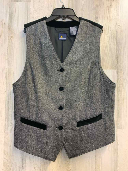 PRE-OWNED LIZSPORT Tops Size 12 BLACK/GRAY Wool RAYON VEST TOP/BLACK/GRAY VEST.