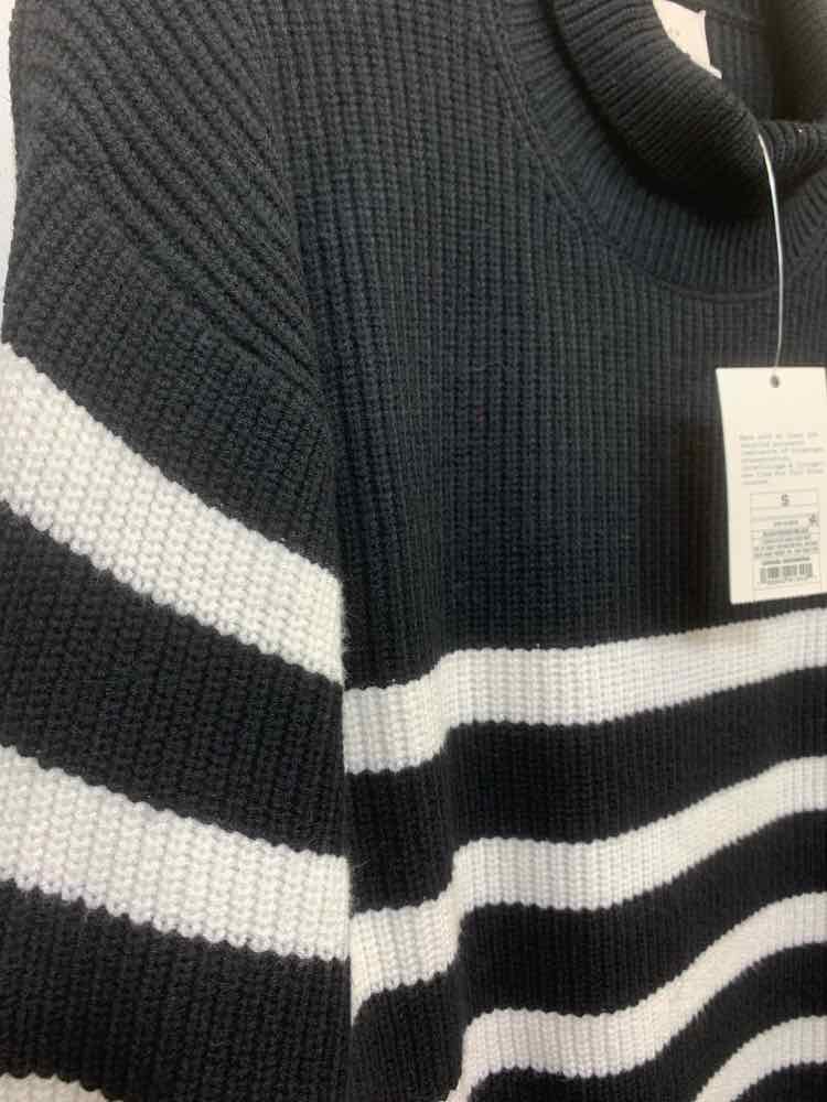 NWT A NEW DAY Size S BLK/WHT Stripe LONG SLEEVESTURTLE NECK  RIB KNIT SWEATER