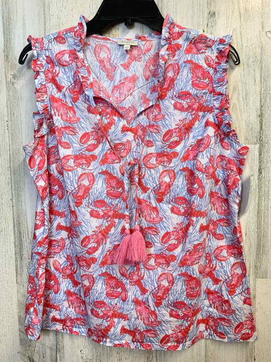 TALBOTS Tops Size M RED/WHT/BLU LOBSTERS SLEEVELESS TOP
