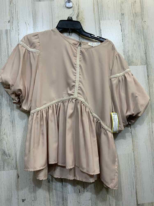 NWT SHE + SKY Tops Size L Tan BELL SLEEVES Blouse