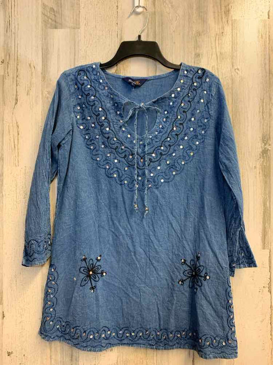 PRE-OWNED RIVIERA SUN Tops Size L Blue LONG SLEEVES TOP