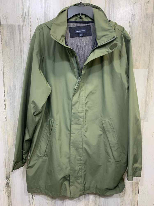 PRE-OWNED LANDS END JACKETS / COATS Size M Olive Solid JACKET Jacket/OLIVE ZIP U