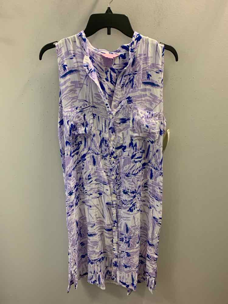 PRE-OWNED LILLY PULITZER Dresses and Skirts Size M WHT/BLU/LAV SLEEVELESS Dress