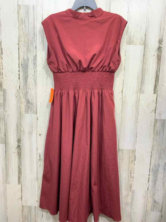 PRE-OWNED ENTRO/ZIP-FRONT SMOCKED WAIST CAP SLEEVE MIDI