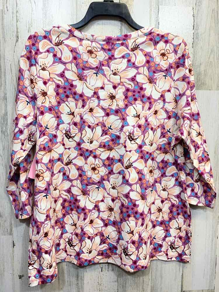 NWT STYLE & CO PLUS SIZES Size 1X LVNDR/CRM/BLU/BLK Floral 3/4 SLEEVE Blouse