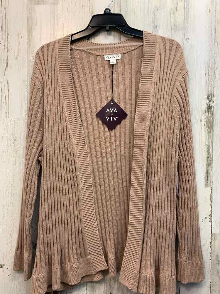 NWT AVA & VIV PLUS SIZES Size 3X Brown RIBBED CARDIGAN Cardigan