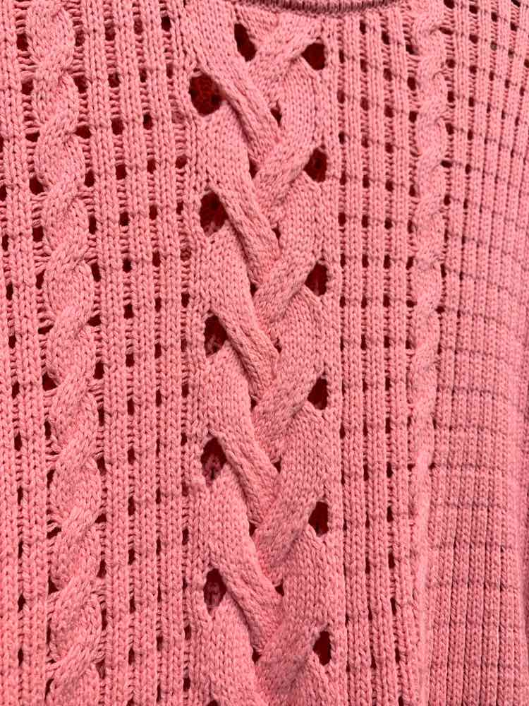 PRE-OWNED ON 34TH Size L Tops CORAL CABLE KNIT LONG SLEEVES/CREW NECK SWEATER