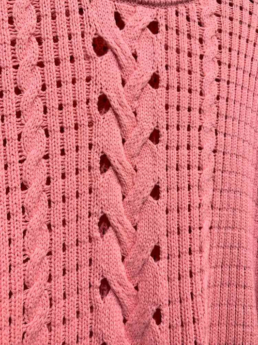 PRE-OWNED ON 34TH Size L Tops CORAL CABLE KNIT LONG SLEEVES/CREW NECK SWEATER