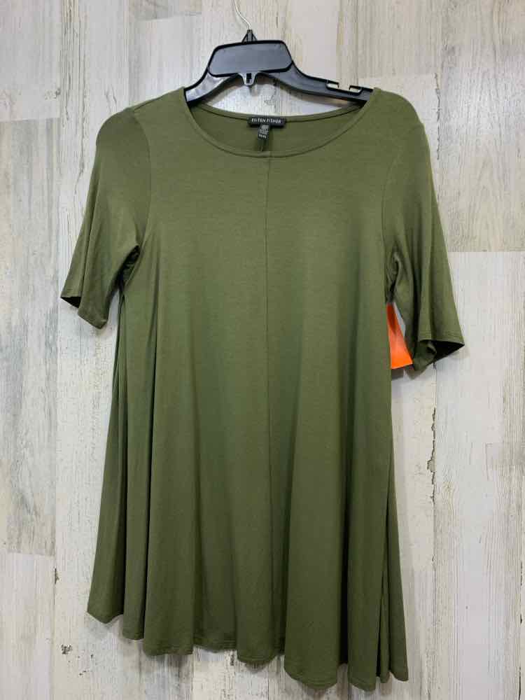 PRE-OWNED EILEEN FISHER Tops Size XS Olive SHORT SLEEVES /SCOOP NECKLINE TUNIC