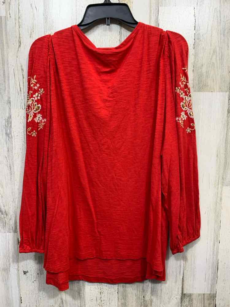 NWT STYLE & CO Size 3X PLUS SIZES Red 3/4 SLEEVE Blouse