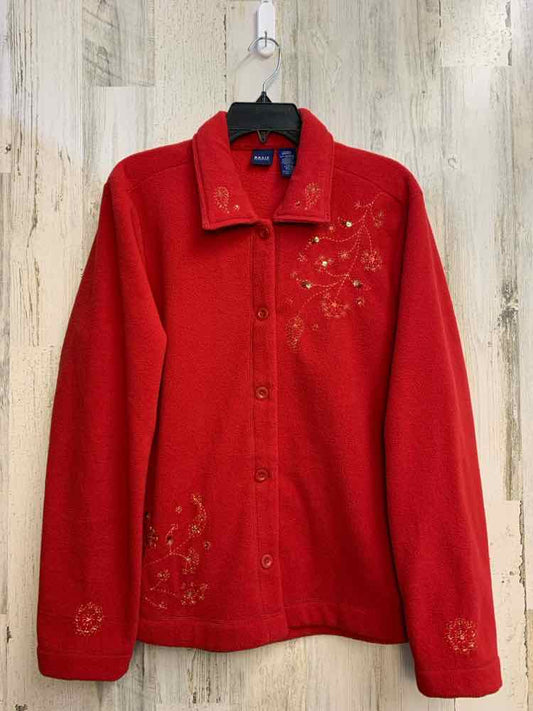 PRE-OWNED BASIC EDITION Tops Size L Red LONG SLEEVES Sweater/BUTTON UP