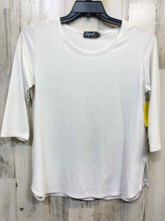 PRE-OWNED SYMPLI Tops Size 10 White Solid 3/4 SLEEVE Shirt/CLASSIC T 3/4 SLEEVE