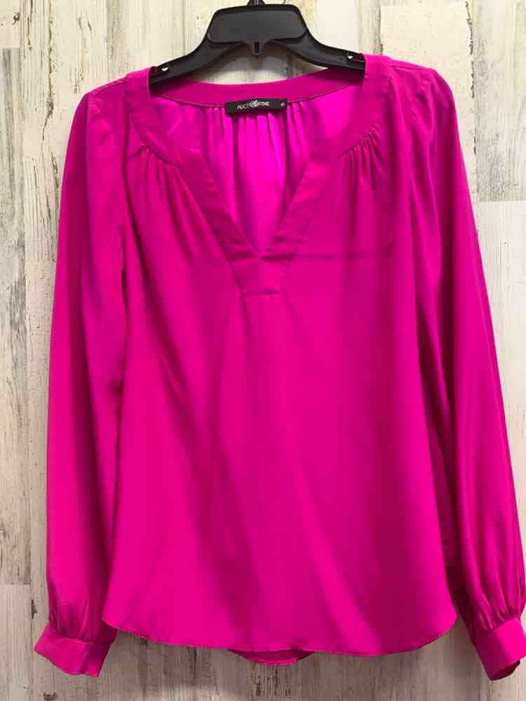 PRE-OWNED ALICIE & TRIXIE Tops Size XS HOT PINK Solid LONG SLEEVE Blouse/HOT PIN