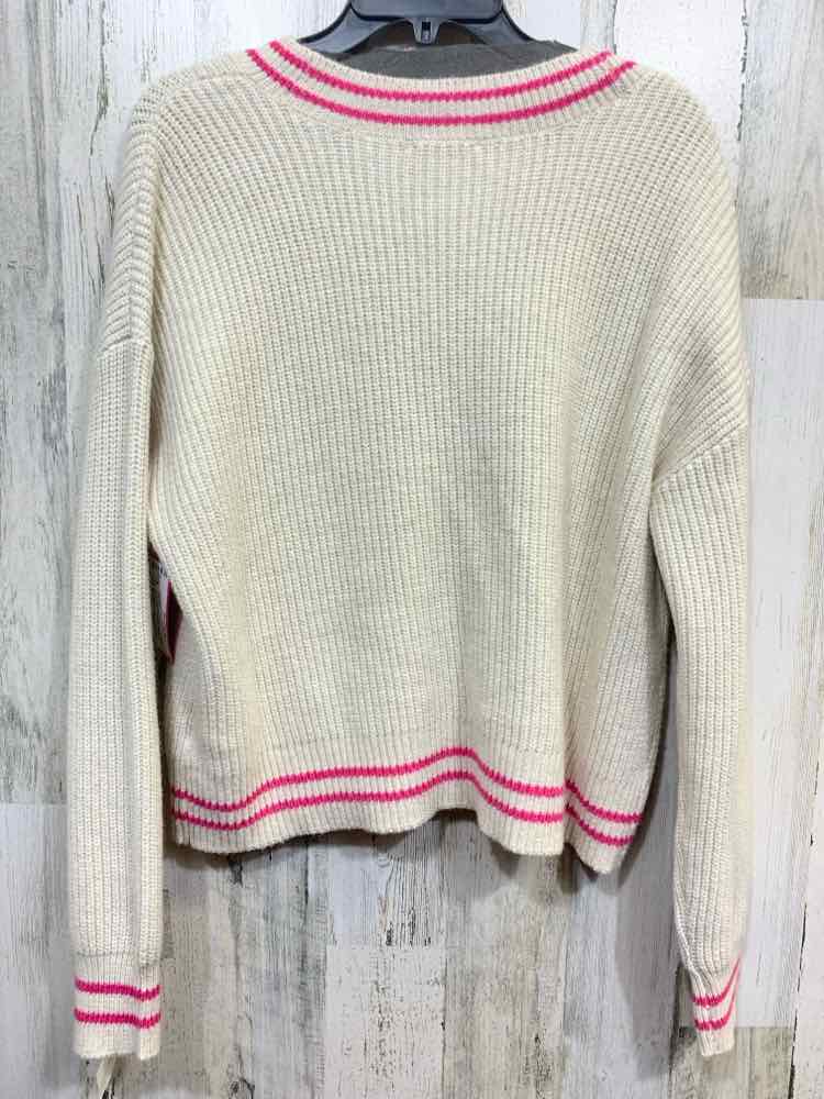 NWT ON 34TH Size L Tops PNK/BGE RIB KNIT LONG SLEEVES V NECK  SWEATER CARDIGAN