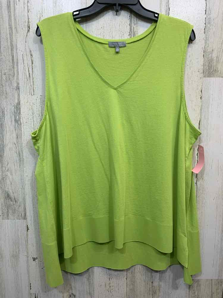 PRE-OWNED HABITAT Tops Size XL Lime Green Solid TANK TOP Tank Top/LIME GREEN TAN