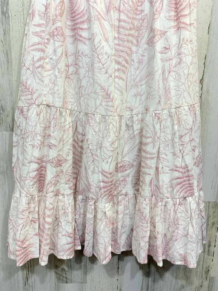 NWT AURA Dresses and Skirts Size XL WHITE/PINK FERNS TIERED Dress/TIER DRESS W/