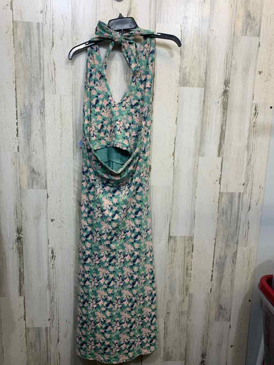 NWT PACT Dresses and Skirts Size L BLUE/GREEN/PINK Floral HALTER Dress