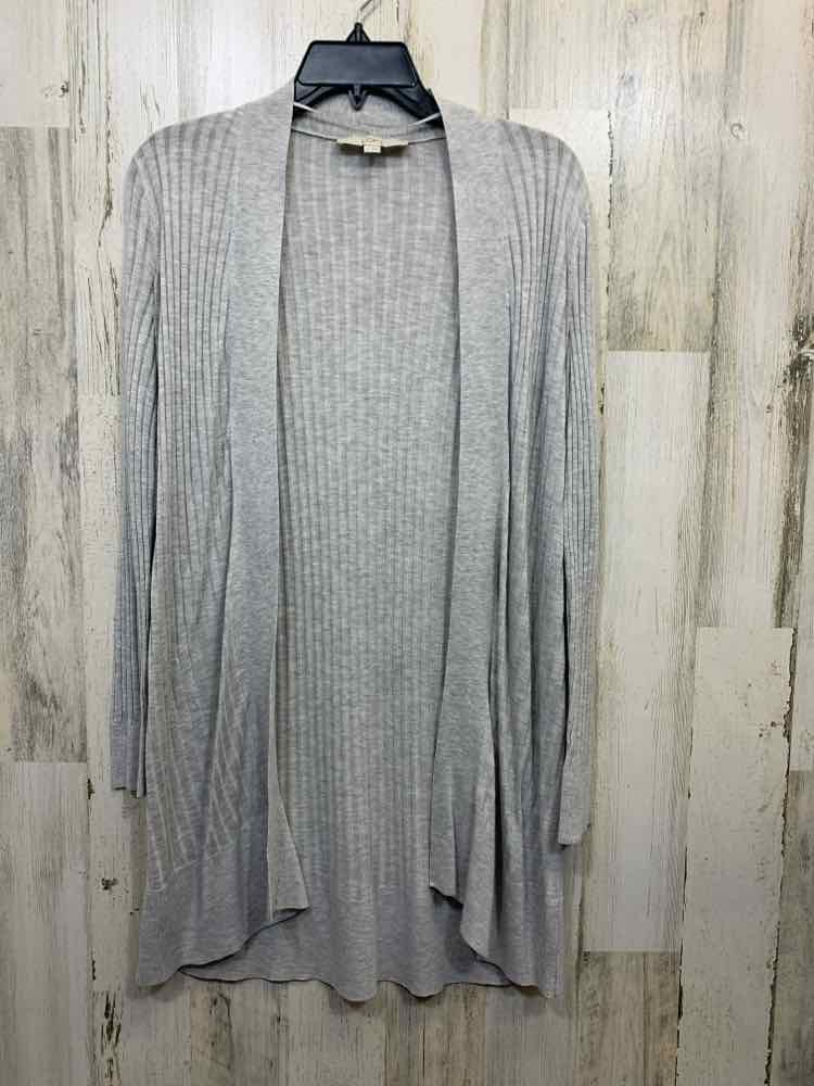 PRE-OWNED LOFT Tops Size S LIGHT GRAY RIBBED LONG SLEEVE TOP/CARDIGAN