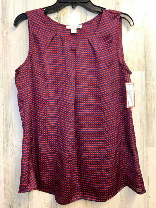 PRE-OWNED COLDWATER CREEK Tops Size M RED/BLK/BLU DOTS SLEEVELESS TOP
