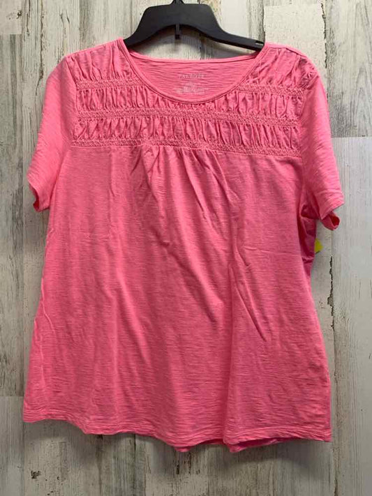 PRE-OWNED TALBOTS Tops Size L PINK SHORT SLEEVES SMOCKED SCOOP NECK TEE