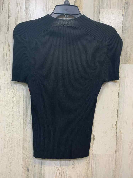 PRE-OWNED JONES NEW YORK Tops Size L Black SHORT SLEEVES TOP/MOCK NECK RIBBED