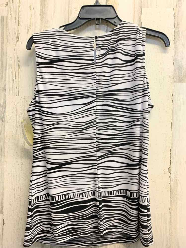 PRE-OWNED CALVIN KLIEN Tops Size M BLACK/WHITE ZEBRA SLEEVELESS Blouse