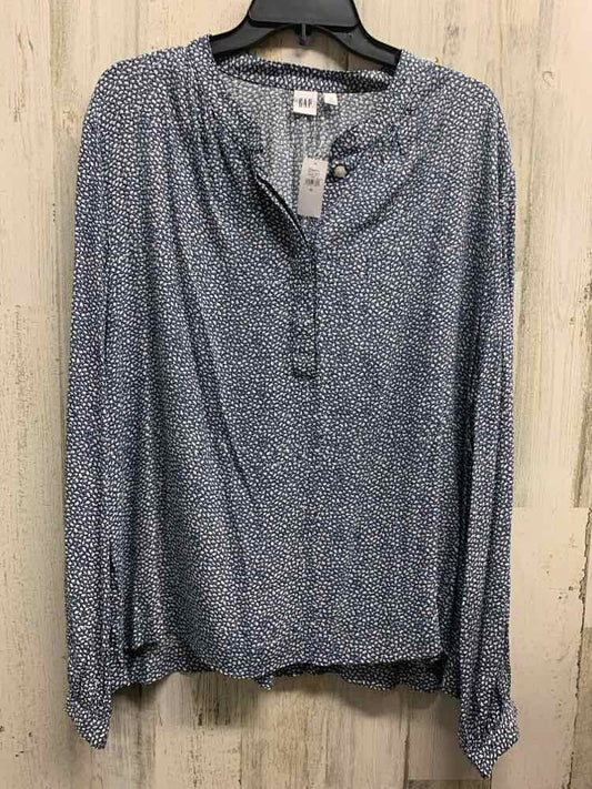 NWT OLD NAVY Tops Size XL BLU/WHT LEAVES LONG SLEEVES TOP