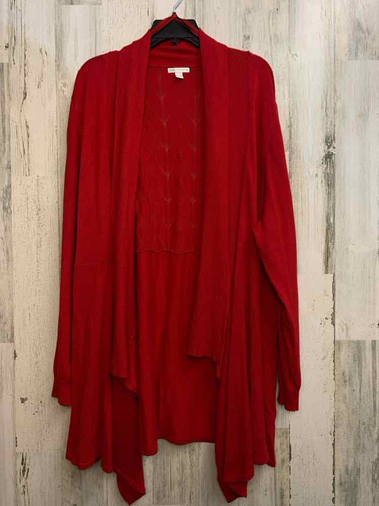 PRE-OWNED CATO PLUS SIZES Size 26/28 Red LONG SLEEVES TOP/PATTERN ON BACK