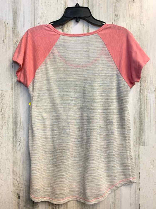 MAURICES Tops Size L PINK/TAN SHORT SLEEVES TOP