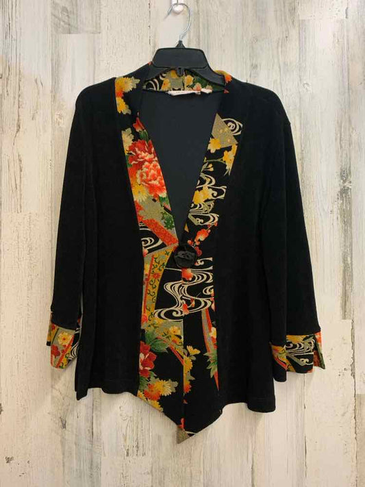 SOFT SURROUNDING Tops Size S BLK/MULTI-COLOR Floral JACKET Jacket